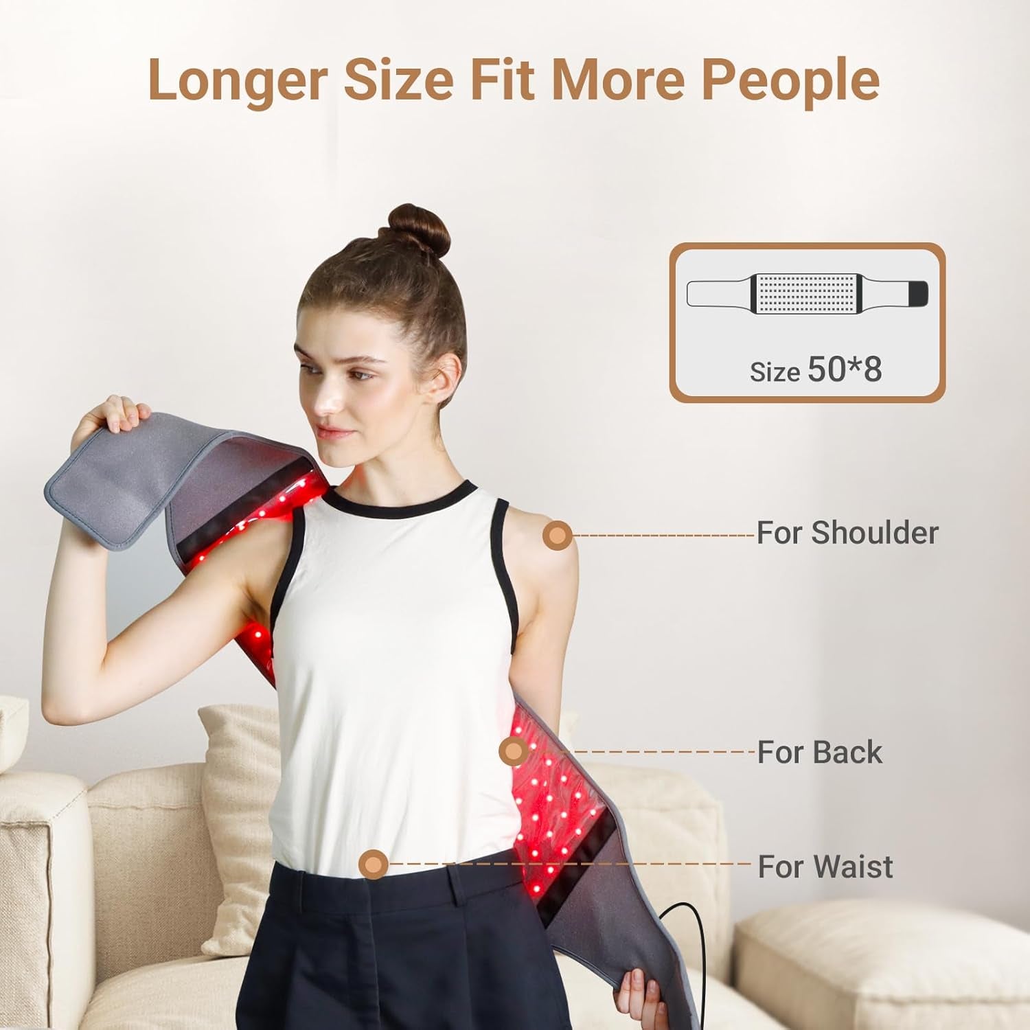 Red Light Therapy Belt with 126 Leds, Wearable Red Light Therapy for Body, 660Nm & 850Nm, Gifts for Her Women Mom, 22W Light Wrap with Timer for Joint Muscle(Corded)